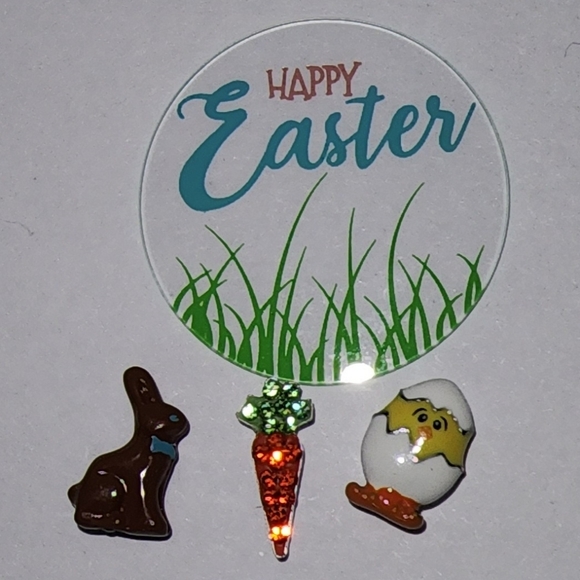 SOLD Origami Owl Easter Spring Set - Easter Plate & Hop To It Charm Set - Picture 2 of 5